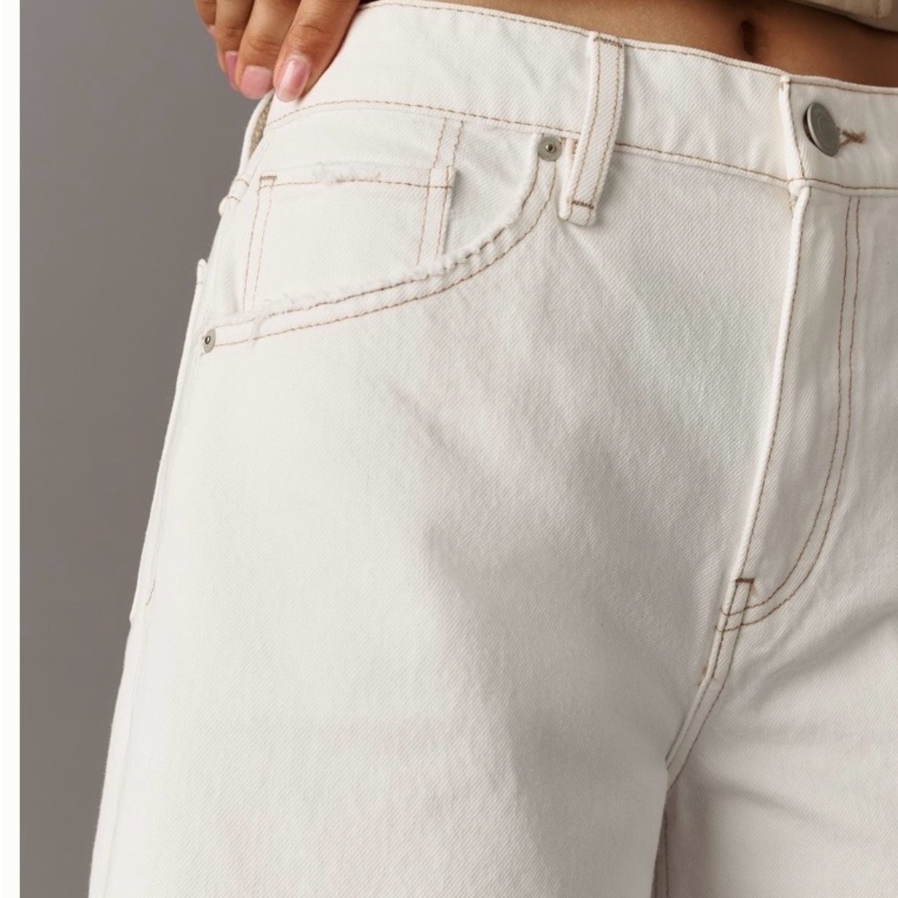 Anthropologie Hudson Skylar High-Rise Dropped Long Denim Short in White. - Picture 4 of 6
